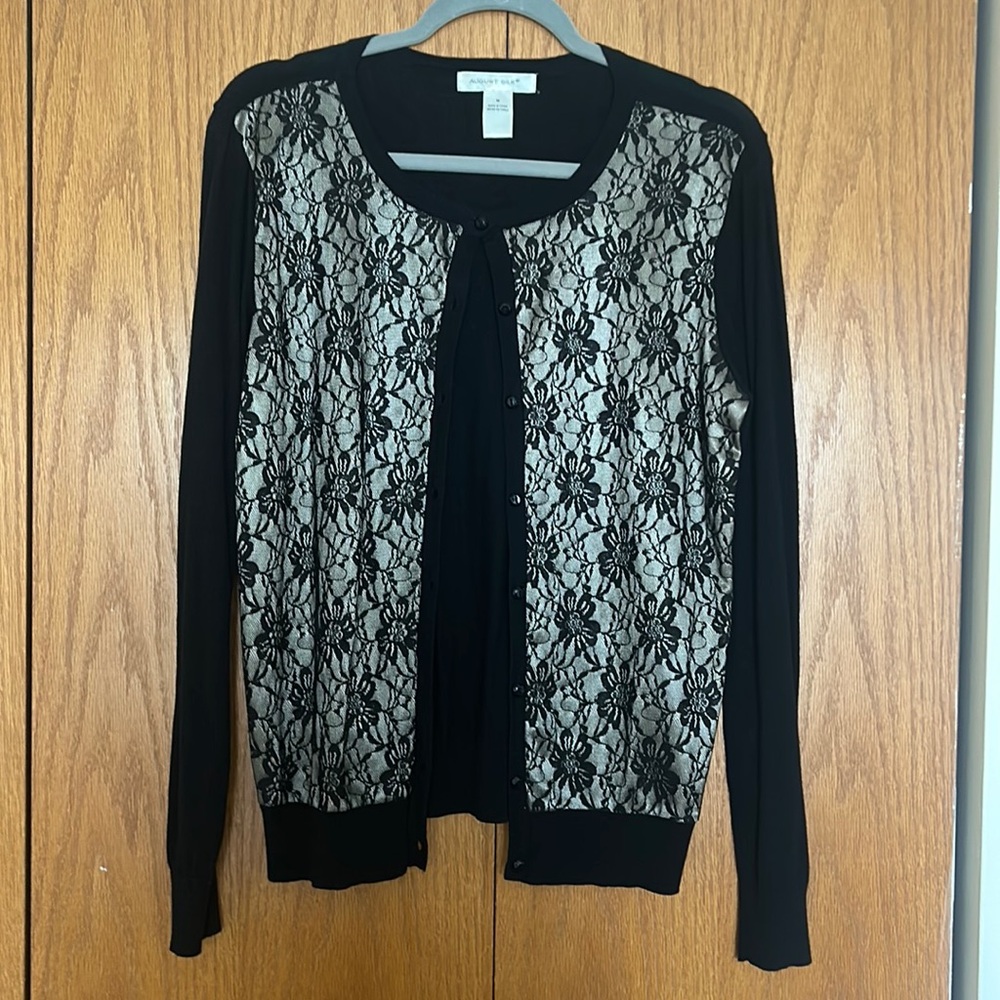 Lace pattern button down cardigan from August Silk size M